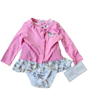 Quiltex 2-piece Unicorn Snap-Up Top & Bodysuit Dress Set Size 18 months NWT